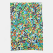 Farbenfrohe blaugrüne Frühlingsmuster Blume Kunst Küchentuch (Vertikal)