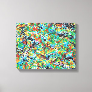 Farbenfrohe blaugrüne Frühlingsmuster Blume Kunst Leinwanddruck