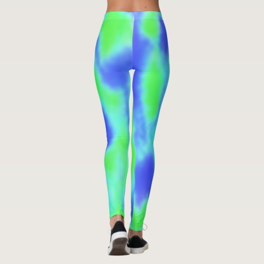 Farbenfrohe blaugrüne Gefärbte Krawatte Abstraktes Leggings (Rückseite)