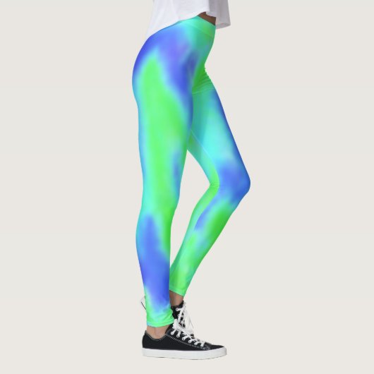 Farbenfrohe blaugrüne Gefärbte Krawatte Abstraktes Leggings (Rechts)