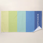 Farbenfrohe blaugrüne gelbe Abstrakte Streifen Nam Strandtuch (Vorderseite)