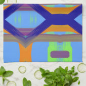 Farbenfrohe blaugrüne Orangenmuster für kundenspez Handtuch (Gefaltet)