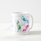 Farbenfrohe blaugrüne Rosa Libellen Tasse Kaffee (VorderseiteRechts)