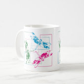 Farbenfrohe blaugrüne Rosa Libellen Tasse Kaffee (Vorderseite Links)