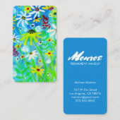 Farbenfrohe blaugrüne Wasserfarbe Daisy Bouquet Visitenkarte (Vorne/Hinten)