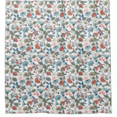 Farbenfrohe blauorange Gemusterte Blume Duschvorhang (Vorderseite)