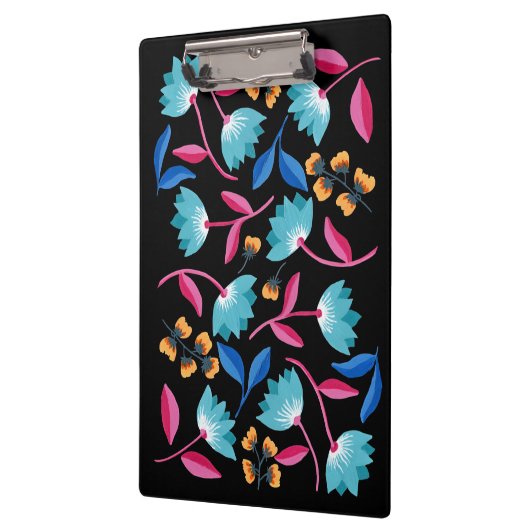 Farbenfrohe blaurosa Folklorekunst Klemmbrett (Links)