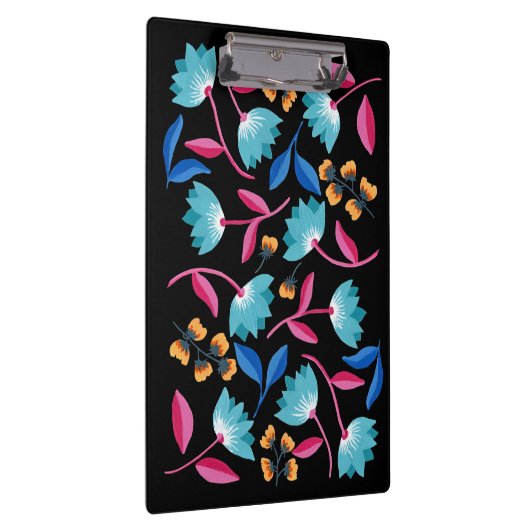 Farbenfrohe blaurosa Folklorekunst Klemmbrett (Rechts)