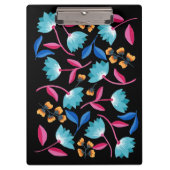 Farbenfrohe blaurosa Folklorekunst Klemmbrett (Vorderseite)