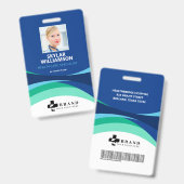 Farbenfrohe Blautöne Design Medizinische ID und Lo Ausweis (Vorder- & Rückseite)