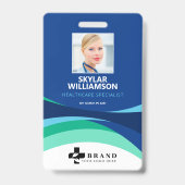 Farbenfrohe Blautöne Design Medizinische ID und Lo Ausweis (Vorderseite)