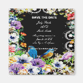 Farbenfrohe Blauvögel und botanische Save the Date Magnet (Vorne)