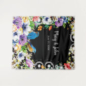 Farbenfrohe Blauvögel und botanisches Foto Wandteppich (Vorderseite (Horizontal))