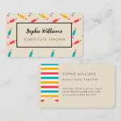 Farbenfrohe Bleistifte Stellvertretender Lehrer Visitenkarte (Vorne/Hinten)