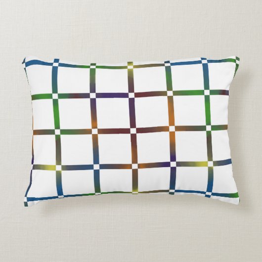 Farbenfrohe Blended Rainbow Grid mit Negativ Space Dekokissen (Vorderseite)