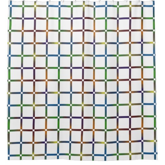 Farbenfrohe Blended Rainbow Grid mit Negativ Space Duschvorhang (Vorderseite)