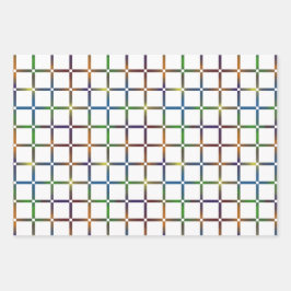 Farbenfrohe Blended Rainbow Grid mit Negativ Space Geschenkpapier Set