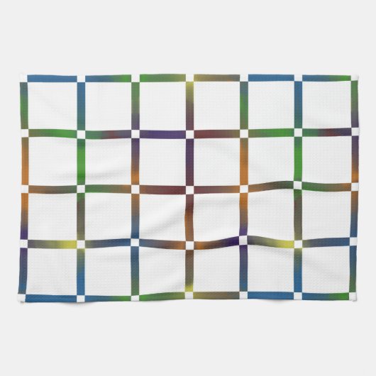 Farbenfrohe Blended Rainbow Grid mit Negativ Space Geschirrtuch (Horizontal)