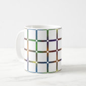 Farbenfrohe Blended Rainbow Grid mit Negativ Space Kaffeetasse (Vorderseite Links)