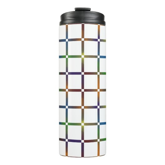 Farbenfrohe Blended Rainbow Grid mit Negativ Space Thermosbecher (Vorderseite)