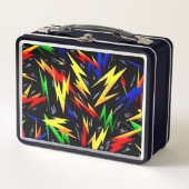 Farbenfrohe Blitze Metall Brotdose (Vorderseite)