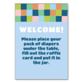 Farbenfrohe Block Baby Dusche Begrüßungszeichen Tischnummer (Vorderseite)