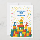 Farbenfrohe Blockburg Geburtstag Einladung (Rückseite)