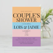 Farbenfrohe Blöcke Helle Paare Babydusche Einladung (Stehend Vorderseite)