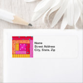 Farbenfrohe Blockhütte Patchwork Quilt Block Kunst (Insitu)