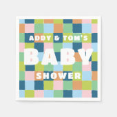 Farbenfrohe Blocks Checkerboard Babydusche Serviette (Vorderseite)