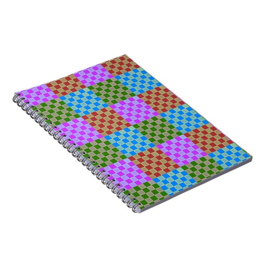 Farbenfrohe Blockstil-Checkerboard-Spirale Notizblock (Rechte Seite)
