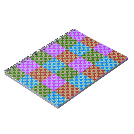 Farbenfrohe Blockstil-Checkerboard-Spirale Notizblock (Linke Seite)