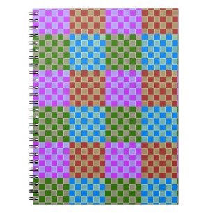 Farbenfrohe Blockstil-Checkerboard-Spirale Notizblock