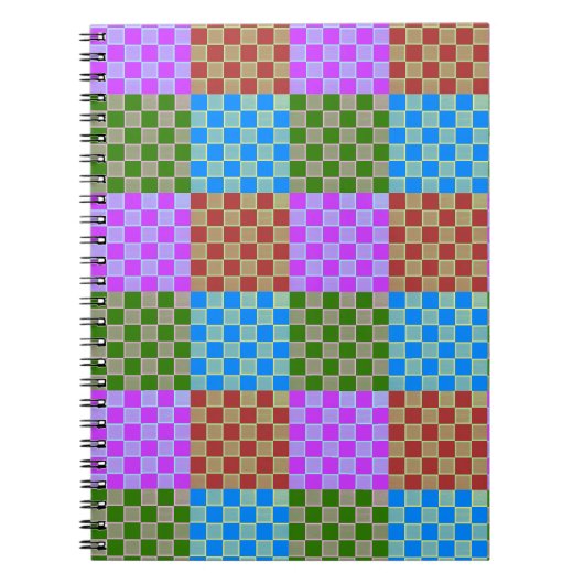 Farbenfrohe Blockstil-Checkerboard-Spirale Notizblock (Vorderseite)