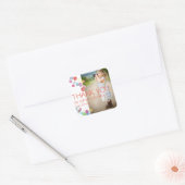 Farbenfrohe Blogs Kids Foto Danke für die Geburtst Quadratischer Aufkleber (Umschlag)