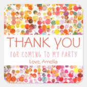 Farbenfrohe Blogs Kinder Vielen Dank für Ihre Gebu Quadratischer Aufkleber (Vorderseite)