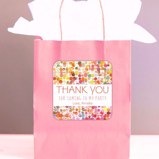 Farbenfrohe Blogs Kinder Vielen Dank für Ihre Gebu Quadratischer Aufkleber