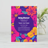 Farbenfrohe Blooms-Dopamin-Stil-Retro-Blume Einladung (Stehend Vorderseite)