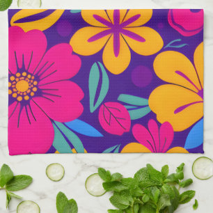Farbenfrohe Blooms-Dopamin-Stil-Retro-Blume Geschirrtuch