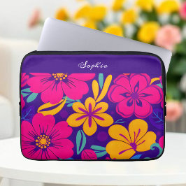 Farbenfrohe Blooms-Dopamin-Stil-Retro-Blume Laptopschutzhülle