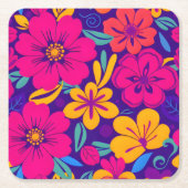Farbenfrohe Blooms-Dopamin-Stil-Retro-Blume Rechteckiger Pappuntersetzer (Vorderseite)