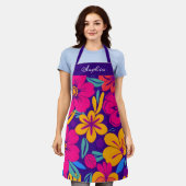 Farbenfrohe Blooms-Dopamin-Stil-Retro-Blume Schürze (Getragen)