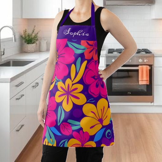 Farbenfrohe Blooms-Dopamin-Stil-Retro-Blume Schürze