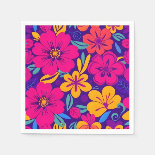 Farbenfrohe Blooms-Dopamin-Stil-Retro-Blume Serviette (Vorderseite)