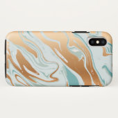 Farbenfrohe Blue Jade Golden Chrome Marble Case-Mate iPhone Hülle (Rückseite (Horizontal))