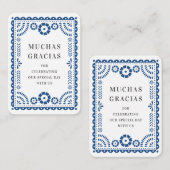 Farbenfrohe Blue Papado Picado Gastgeschenk Hochze Begleitkarte (Vorne/Hinten)