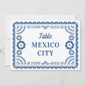 Farbenfrohe Blue Papel Picado Wedding Tischnummer (Vorderseite)