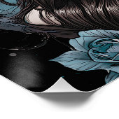 Farbenfrohe Blue Sugar Skull Lady in Rosa gemacht. Poster (Ecke)