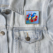 Farbenfrohe Bluebirds unter den roten Blume Button (Beispiel)
