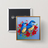 Farbenfrohe Bluebirds unter den roten Blume Button (Vorne & Hinten)